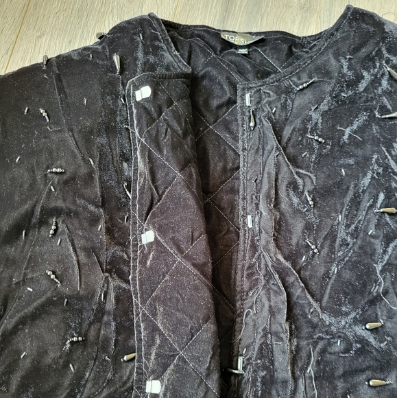 Topshop Velvet Beaded Padded Short Kimono Black {US size 10} - Picture 7 of 16